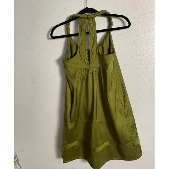 Christiane Celle Calyps Womens Halter Knee Length Shift Dress Green Silk Sz XS - Picture 3 of 11